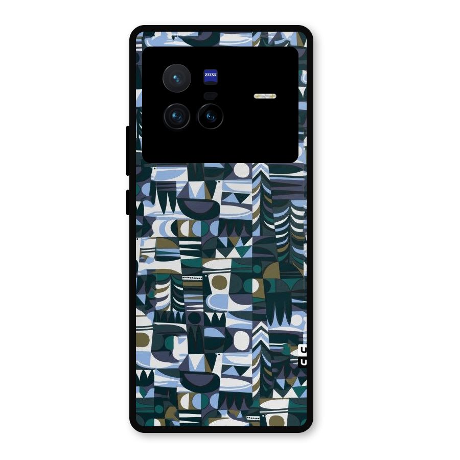 Abstract Blues Metal Back Case for Vivo X80