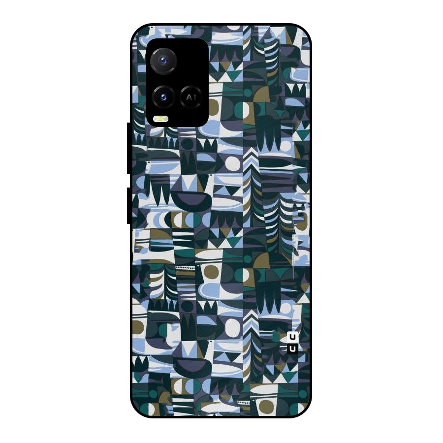 Abstract Blues Metal Back Case for Vivo Y21A