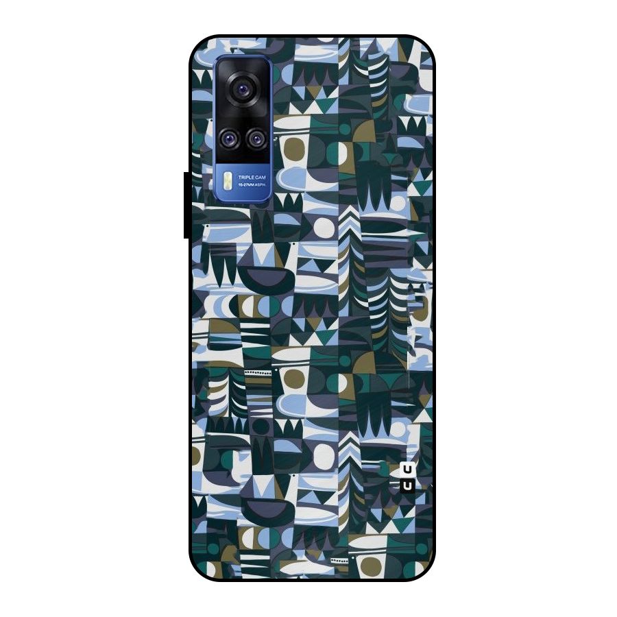 Abstract Blues Metal Back Case for Vivo Y51
