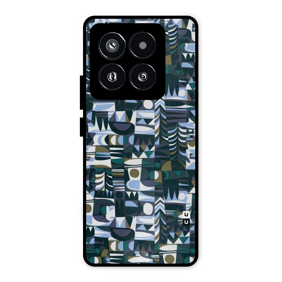 Abstract Blues Metal Back Case for Xiaomi 14 Pro