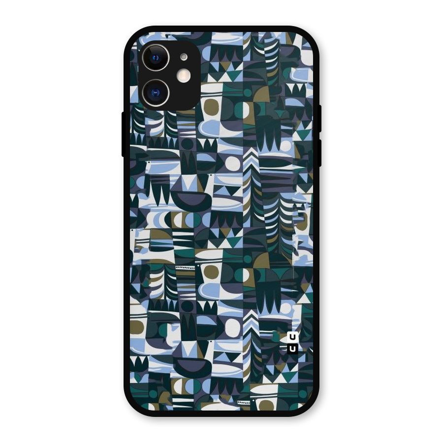 Abstract Blues Metal Back Case for iPhone 11