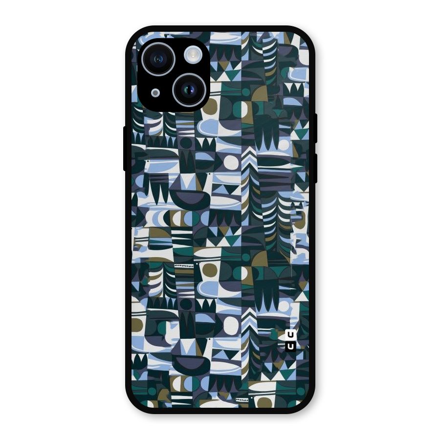 Abstract Blues Metal Back Case for iPhone 14
