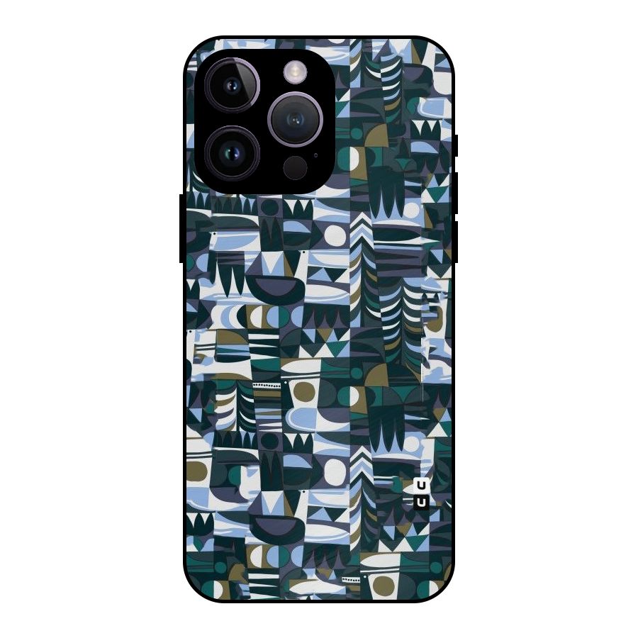 Abstract Blues Metal Back Case for iPhone 14 Pro Max