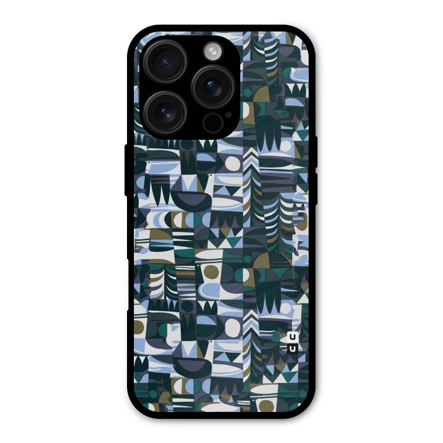 Abstract Blues Metal Back Case for iPhone 16 Pro