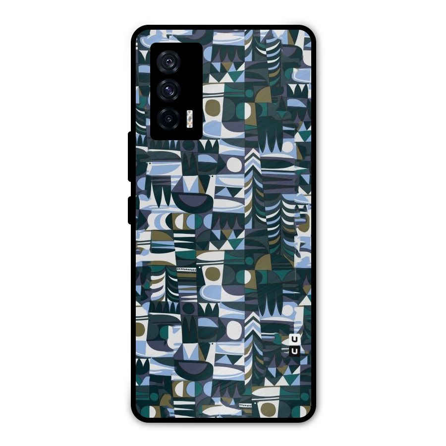 Abstract Blues Metal Back Case for iQOO 7 5G