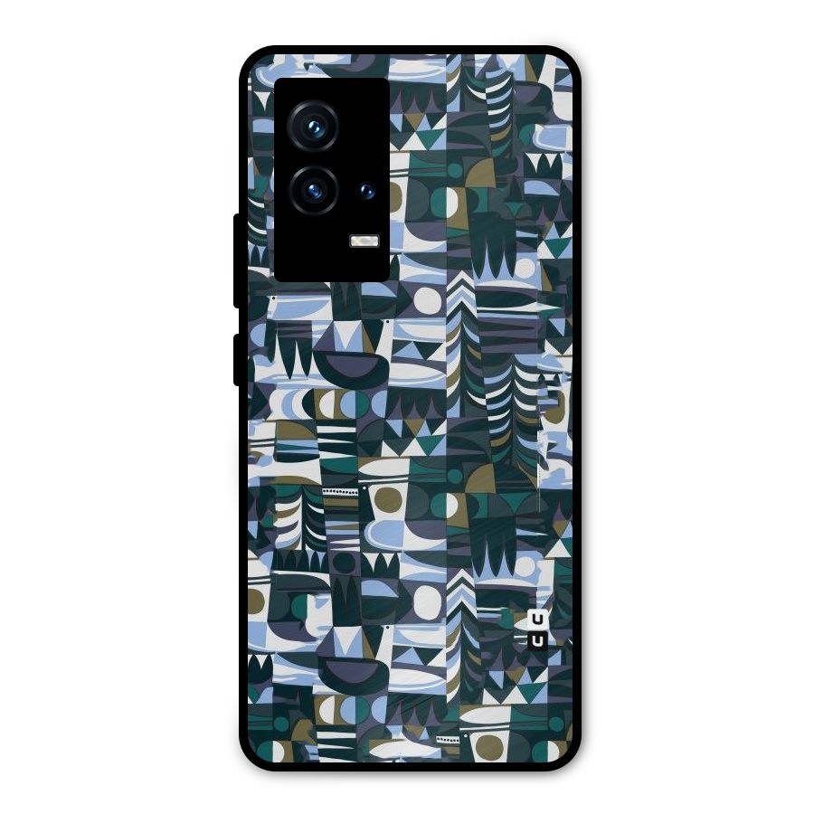Abstract Blues Metal Back Case for iQOO 9 5G
