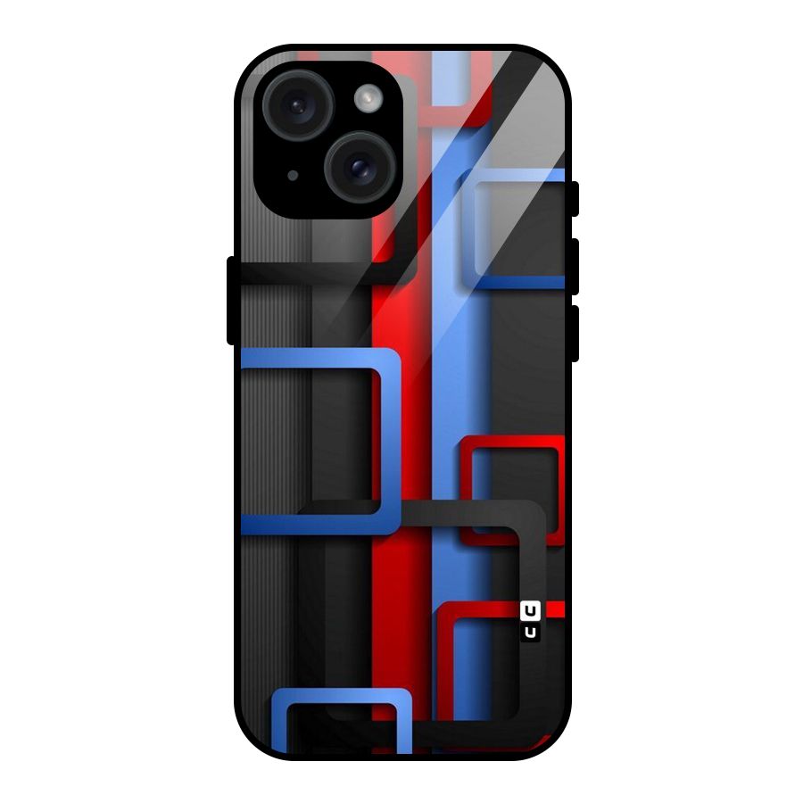 Abstract Box Glass Back Case for iPhone 15