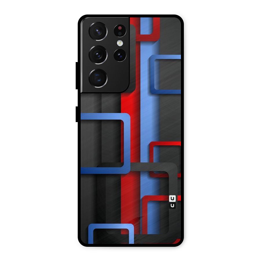 Abstract Box Metal Back Case for Galaxy S21 Ultra 5G