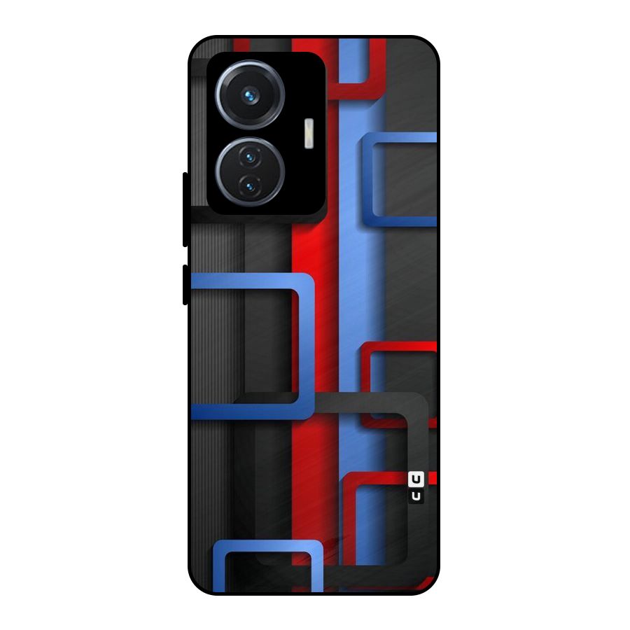 Abstract Box Metal Back Case for Vivo T1 44W
