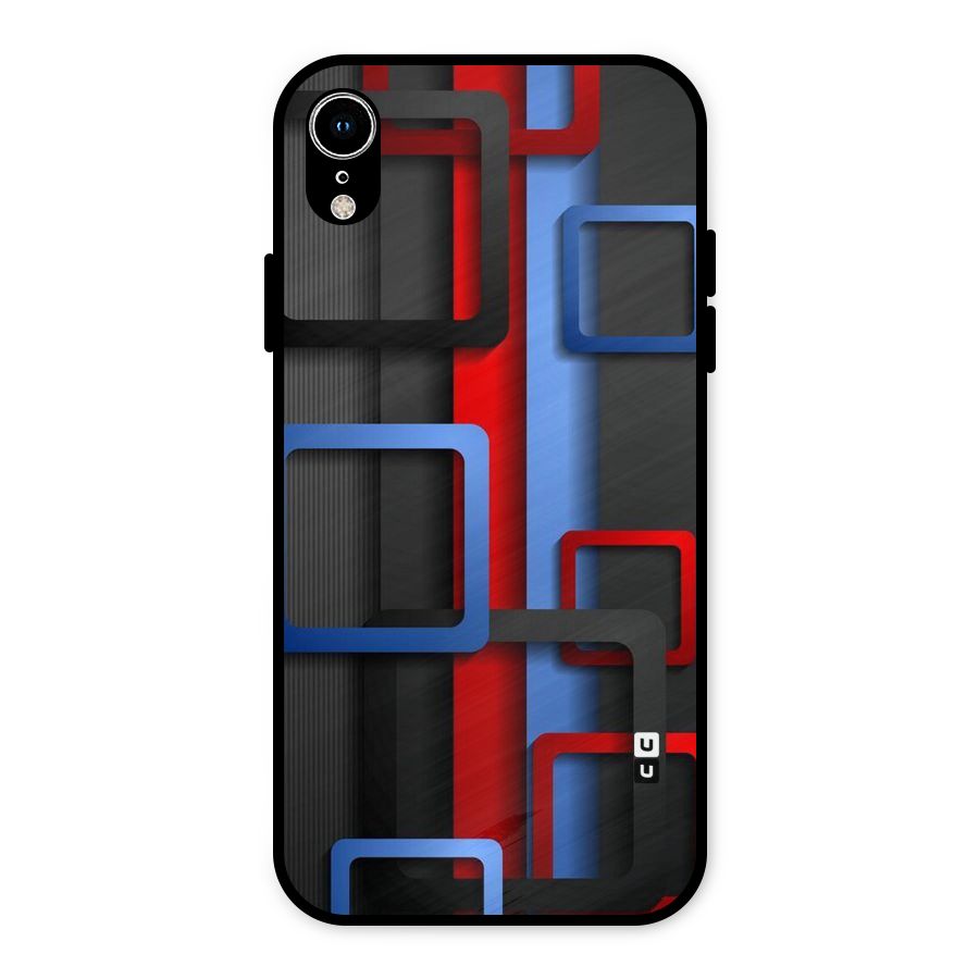 Abstract Box Metal Back Case for iPhone XR