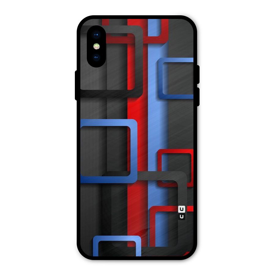 Abstract Box Metal Back Case for iPhone XS