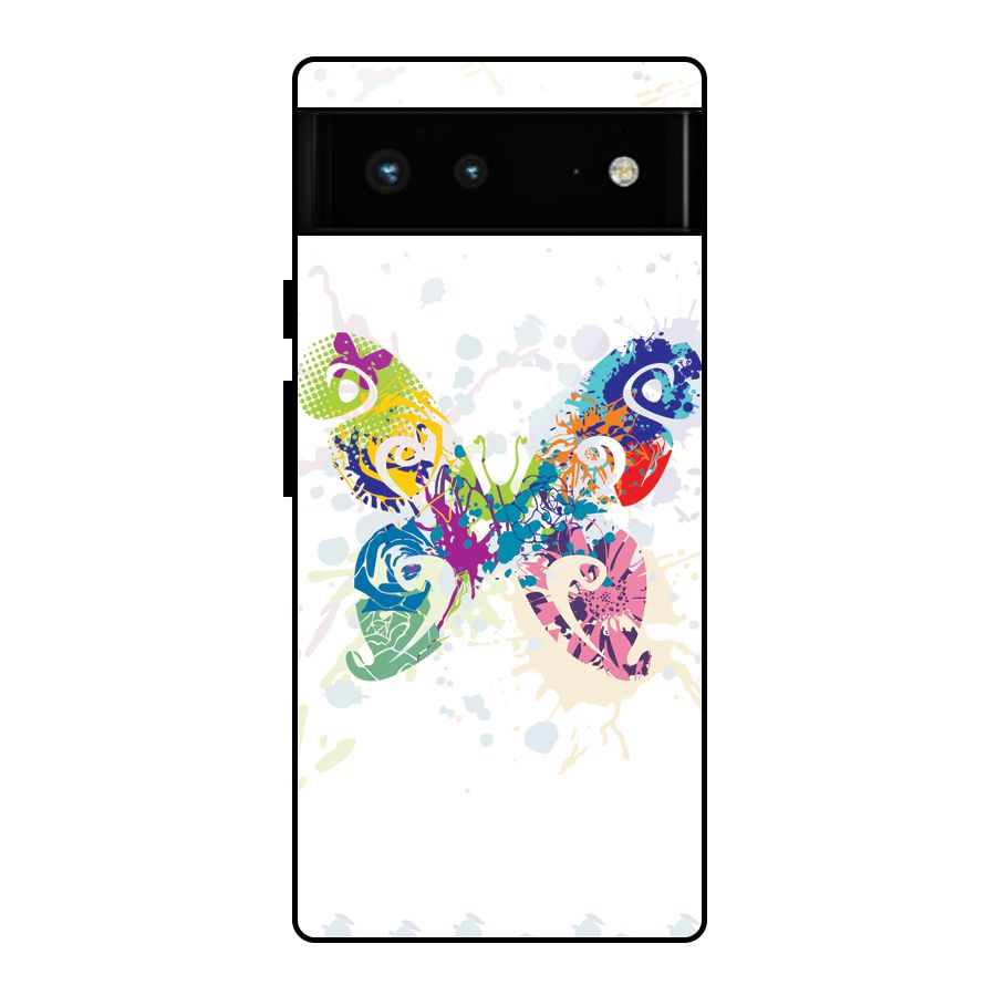 Abstract Butterfly Glass Back Case for Google Pixel 6