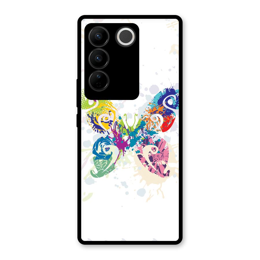 Abstract Butterfly Glass Back Case for Vivo V27