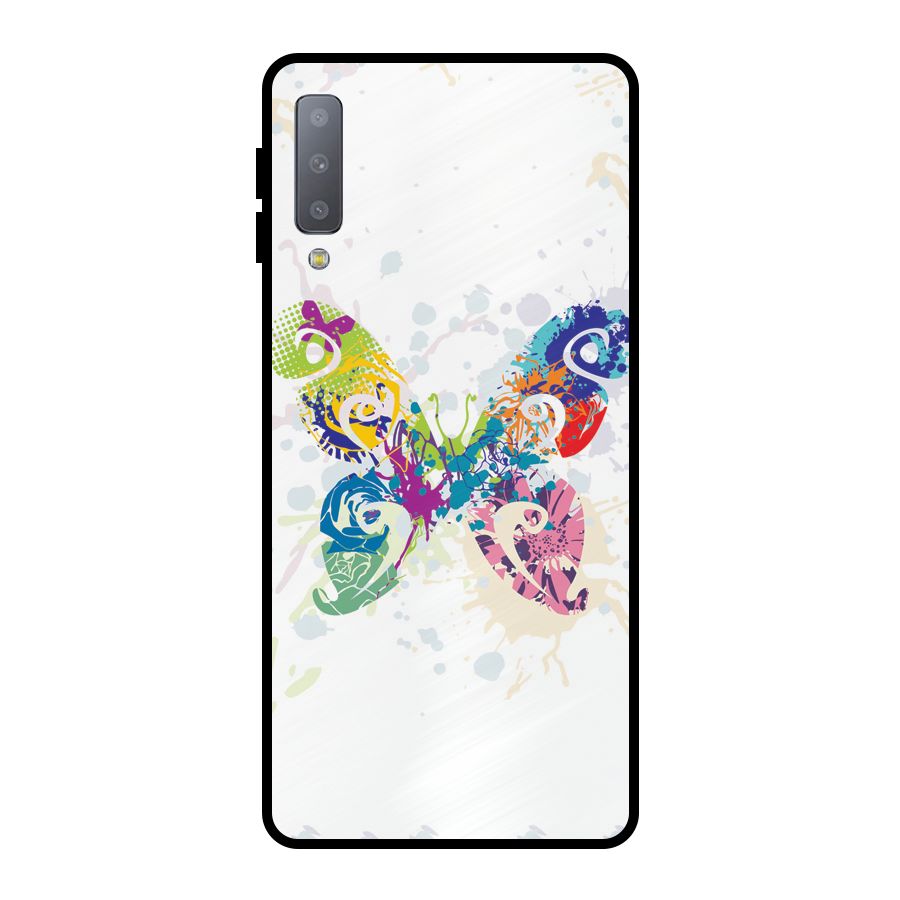 Abstract Butterfly Metal Back Case for Galaxy A7 (2018)
