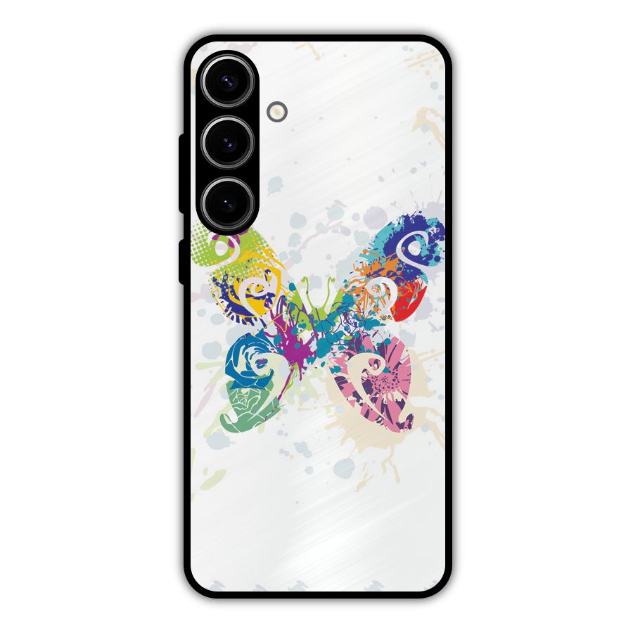 Abstract Butterfly Metal Back Case for Galaxy S24 Plus