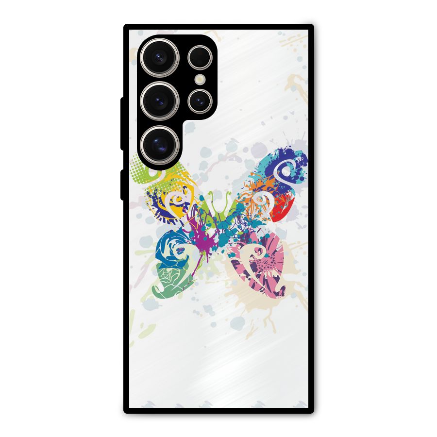 Abstract Butterfly Metal Back Case for Galaxy S24 Ultra
