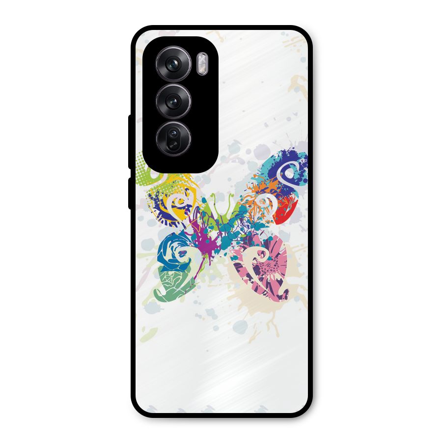 Abstract Butterfly Metal Back Case for Oppo Reno12 Pro