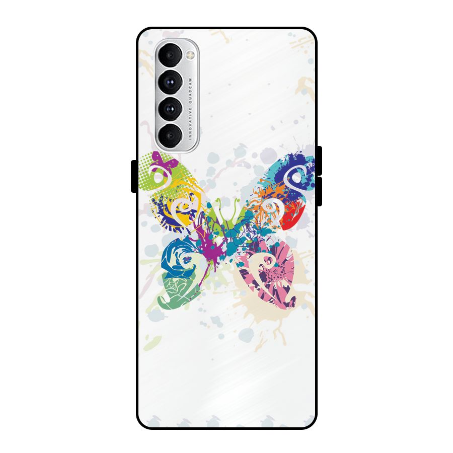 Abstract Butterfly Metal Back Case for Oppo Reno4 Pro