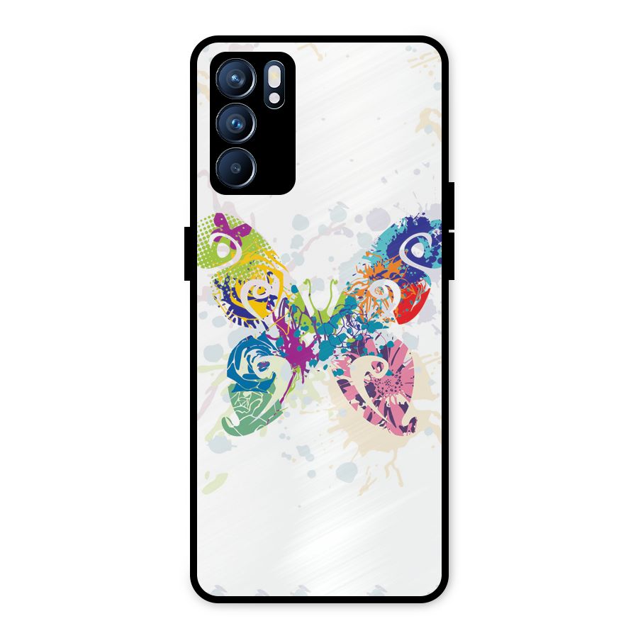 Abstract Butterfly Metal Back Case for Oppo Reno6 5G