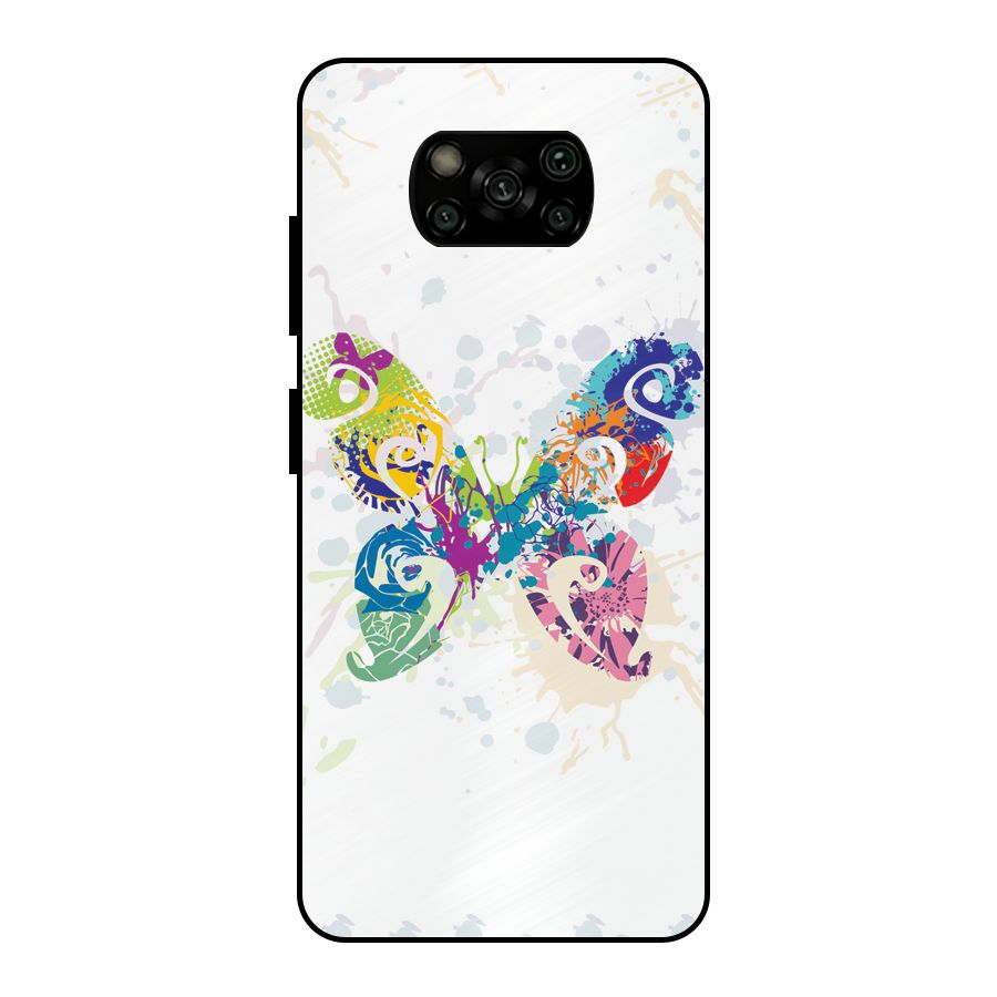 Abstract Butterfly Metal Back Case for Poco X3