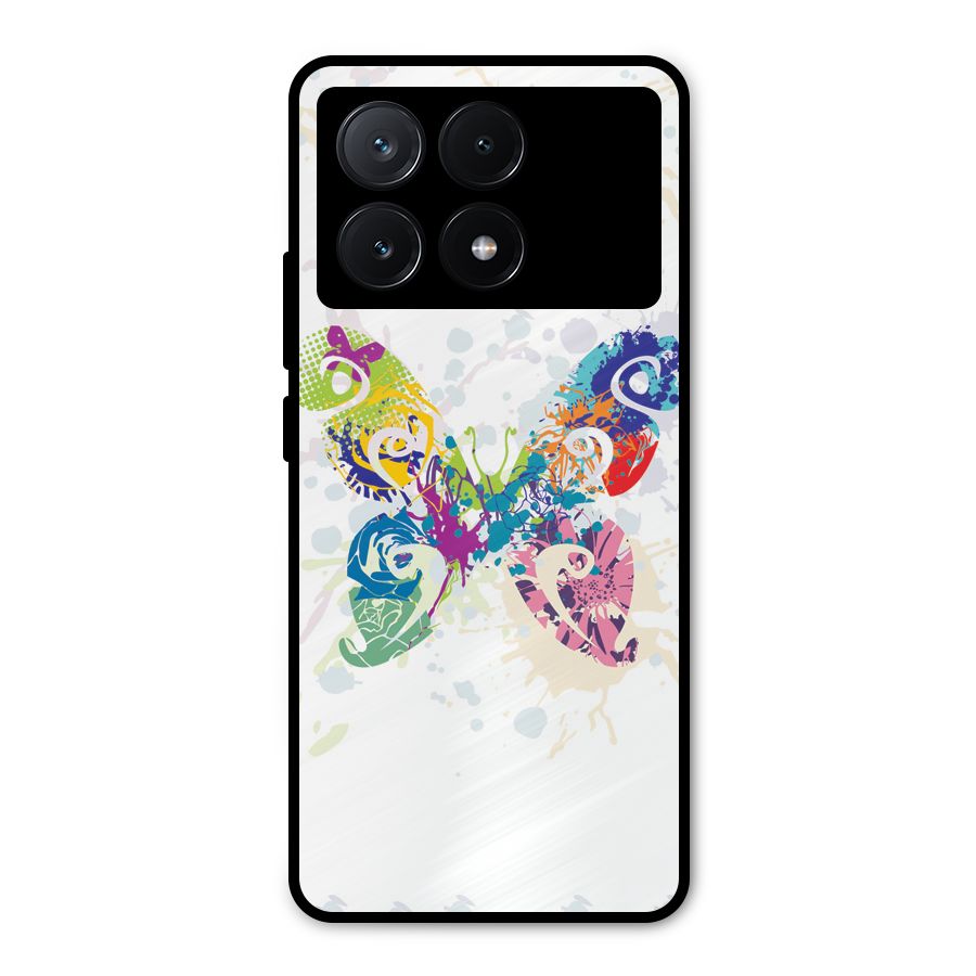 Abstract Butterfly Metal Back Case for Poco X6 Pro