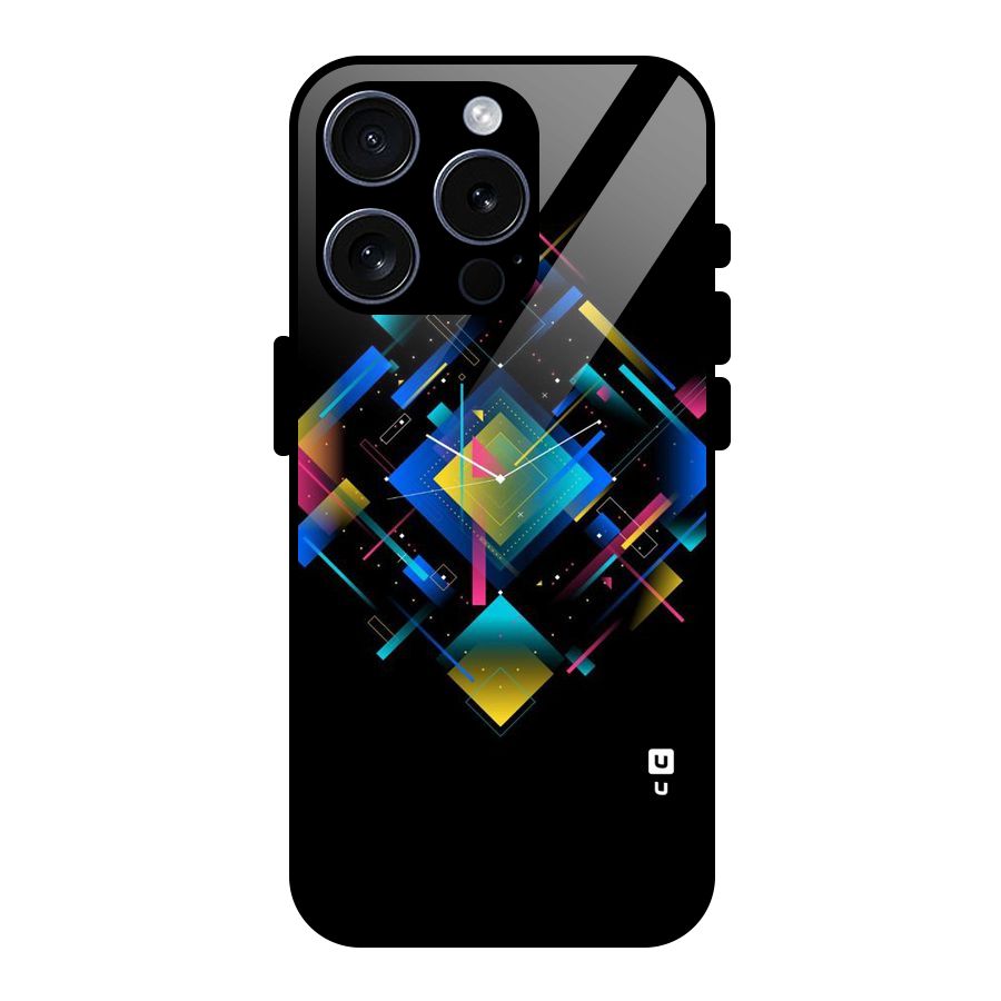 Abstract Clock Glass Back Case for iPhone 15 Pro