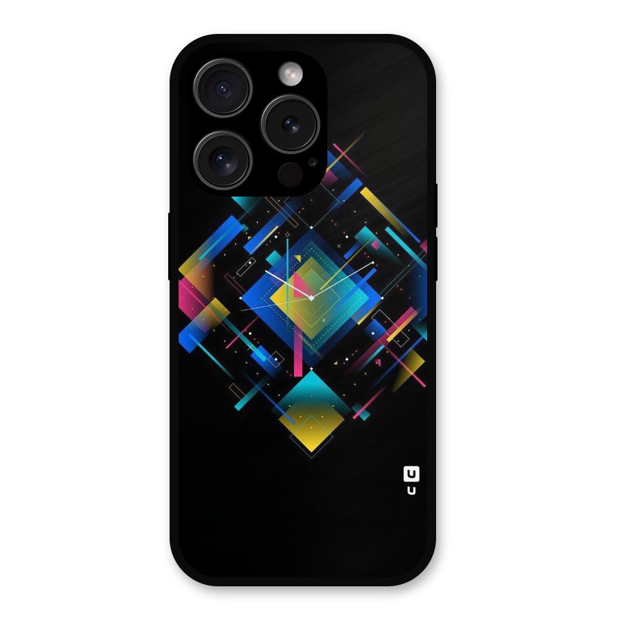 Abstract Clock Metal Back Case for iPhone 15 Pro