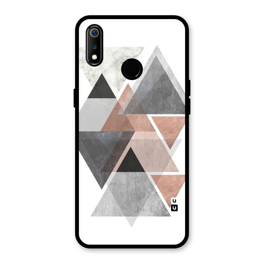 Abstract Diamond Pink Design Glass Back Case for Realme 3i