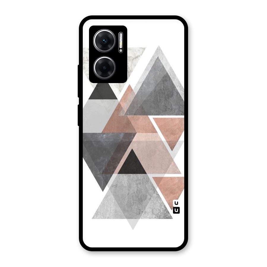 Abstract Diamond Pink Design Glass Back Case for Redmi 11 Prime 5G