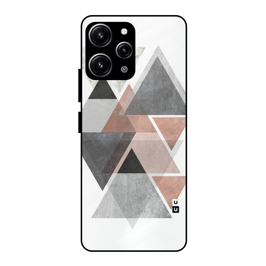 Abstract Diamond Pink Design Glass Back Case for Redmi 12 4G