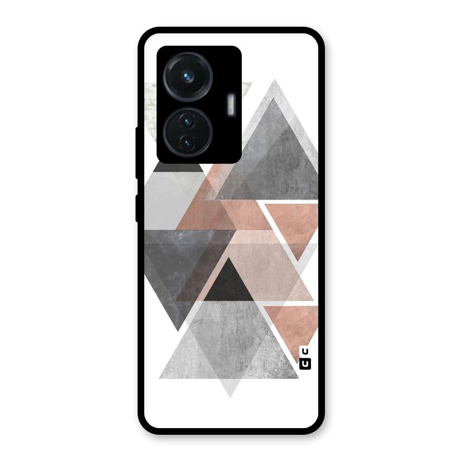 Abstract Diamond Pink Design Glass Back Case for Vivo T1 44W