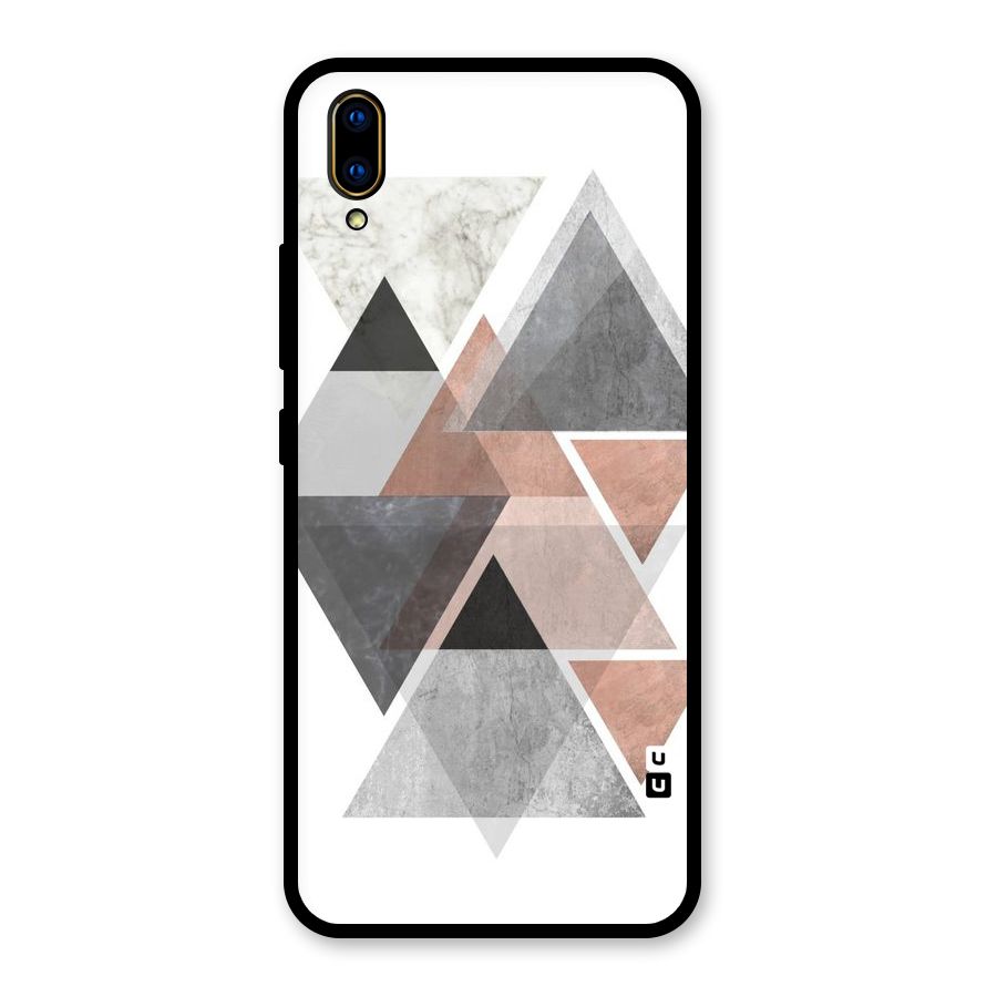 Abstract Diamond Pink Design Glass Back Case for Vivo V11 Pro