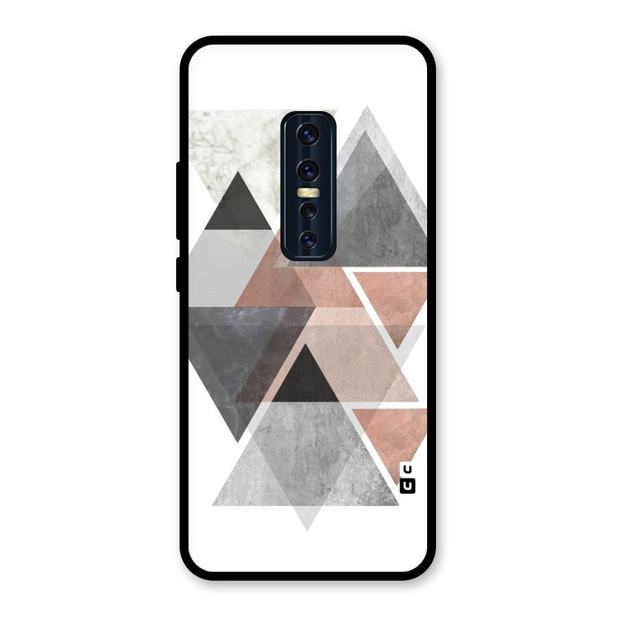 Abstract Diamond Pink Design Glass Back Case for Vivo V17 Pro