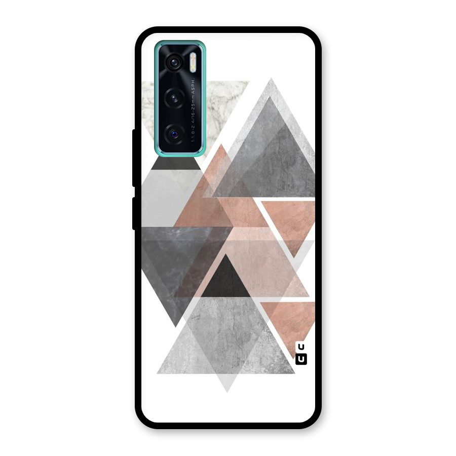 Abstract Diamond Pink Design Glass Back Case for Vivo V20 SE