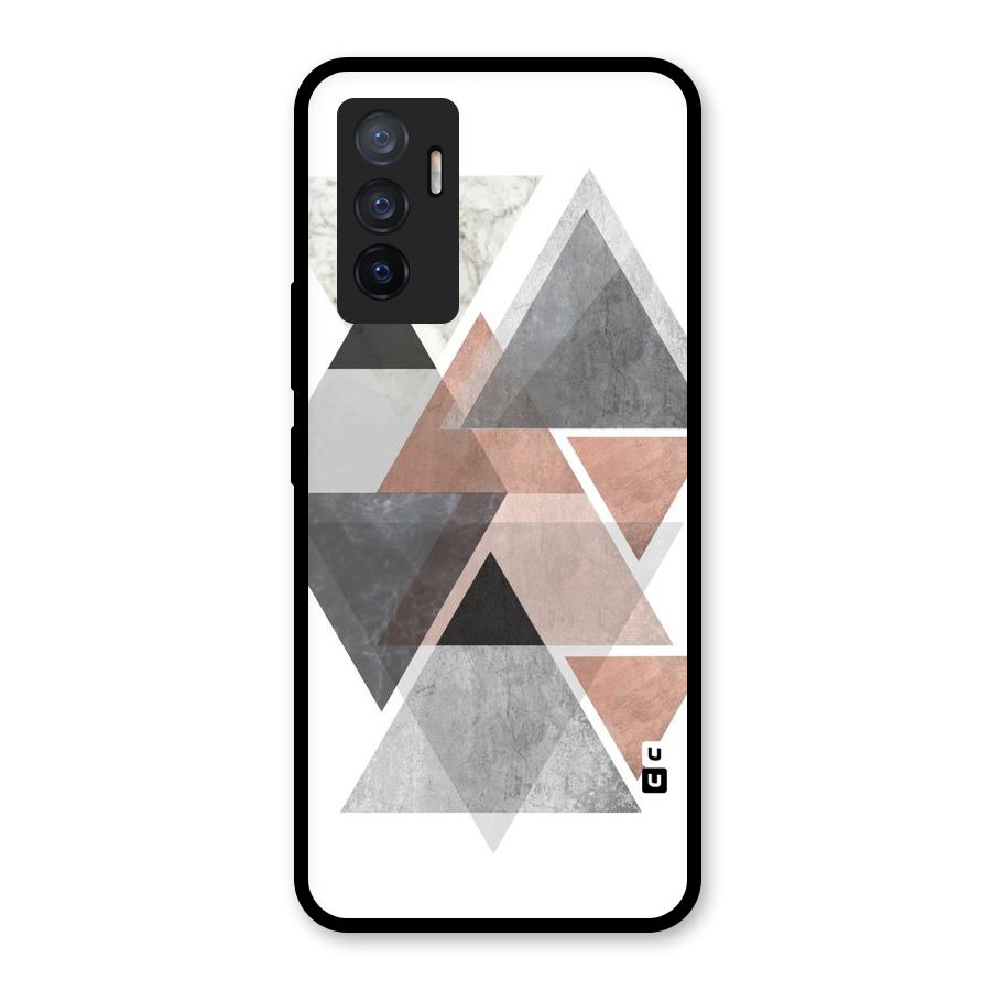 Abstract Diamond Pink Design Glass Back Case for Vivo V23e