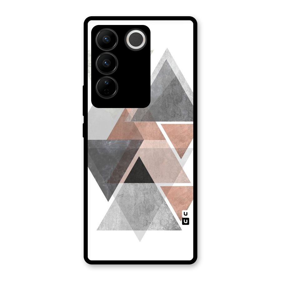Abstract Diamond Pink Design Glass Back Case for Vivo V27 Pro