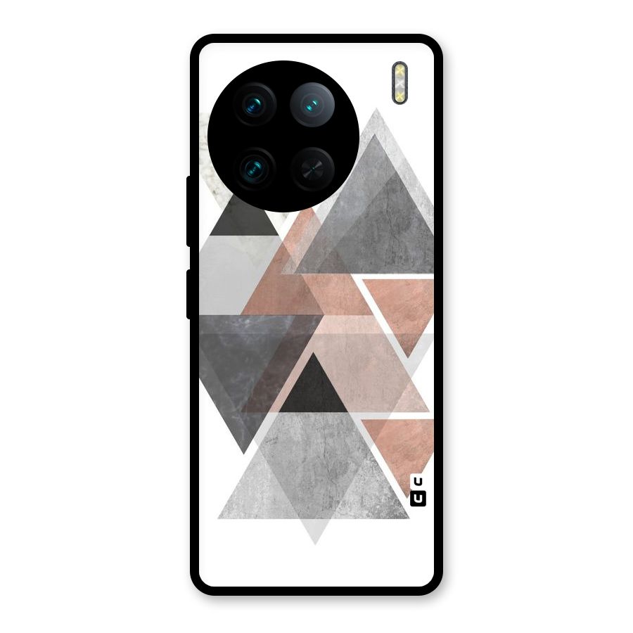 Abstract Diamond Pink Design Glass Back Case for Vivo X90 Pro