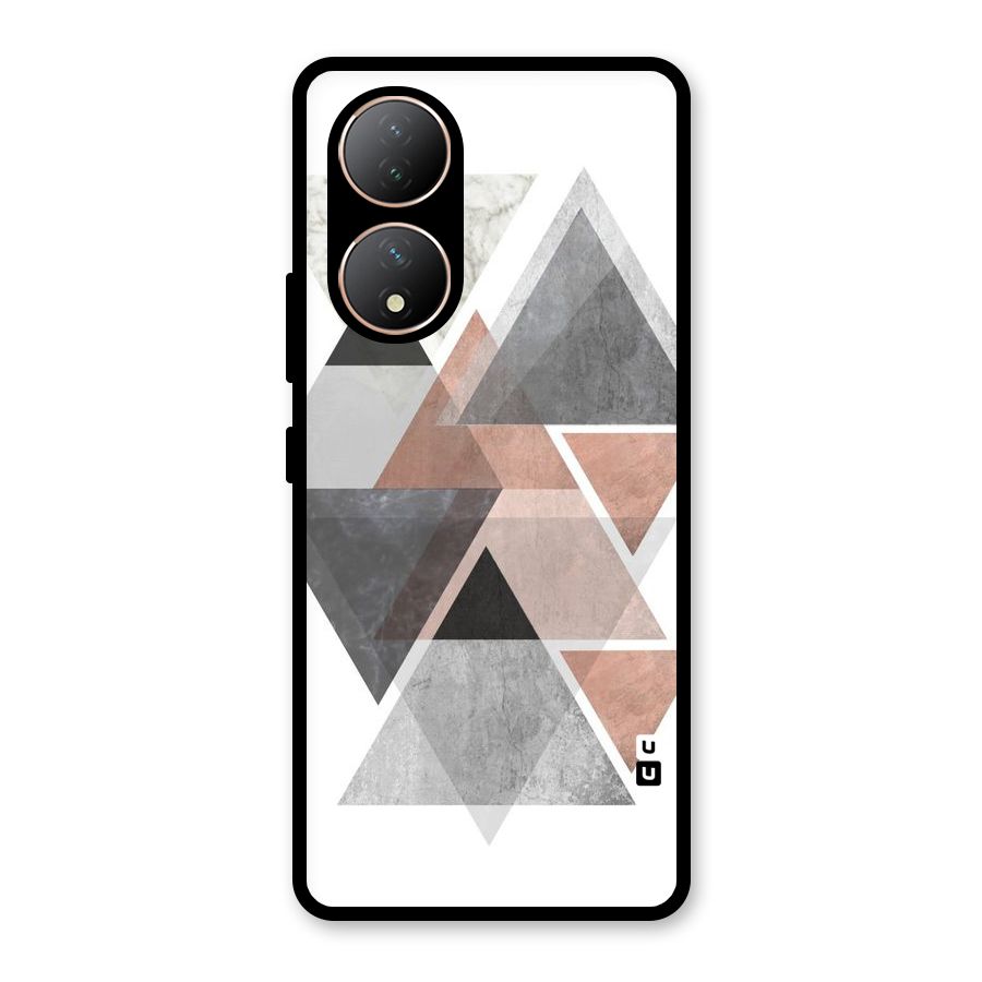 Abstract Diamond Pink Design Glass Back Case for Vivo Y100A