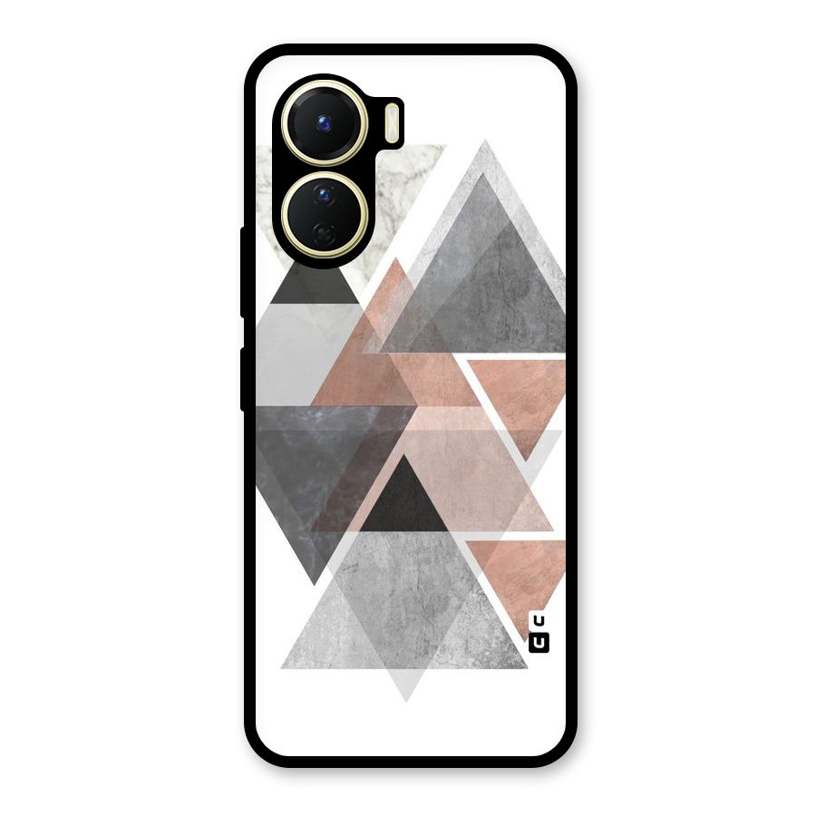 Abstract Diamond Pink Design Glass Back Case for Vivo Y16