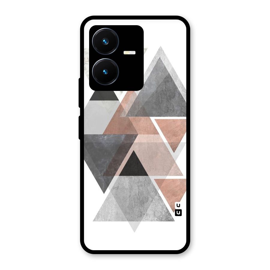 Abstract Diamond Pink Design Glass Back Case for Vivo Y22s