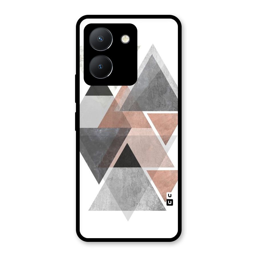 Abstract Diamond Pink Design Glass Back Case for Vivo Y36