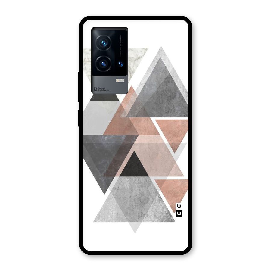 Abstract Diamond Pink Design Glass Back Case for iQOO 9 5G