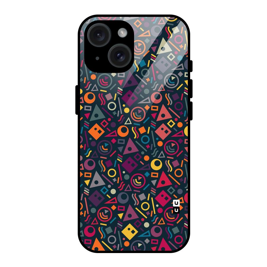Abstract Figures Glass Back Case for iPhone 15