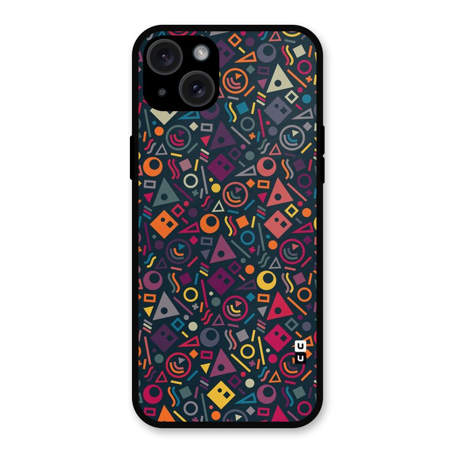 Abstract Figures Metal Back Case for iPhone 15 Plus