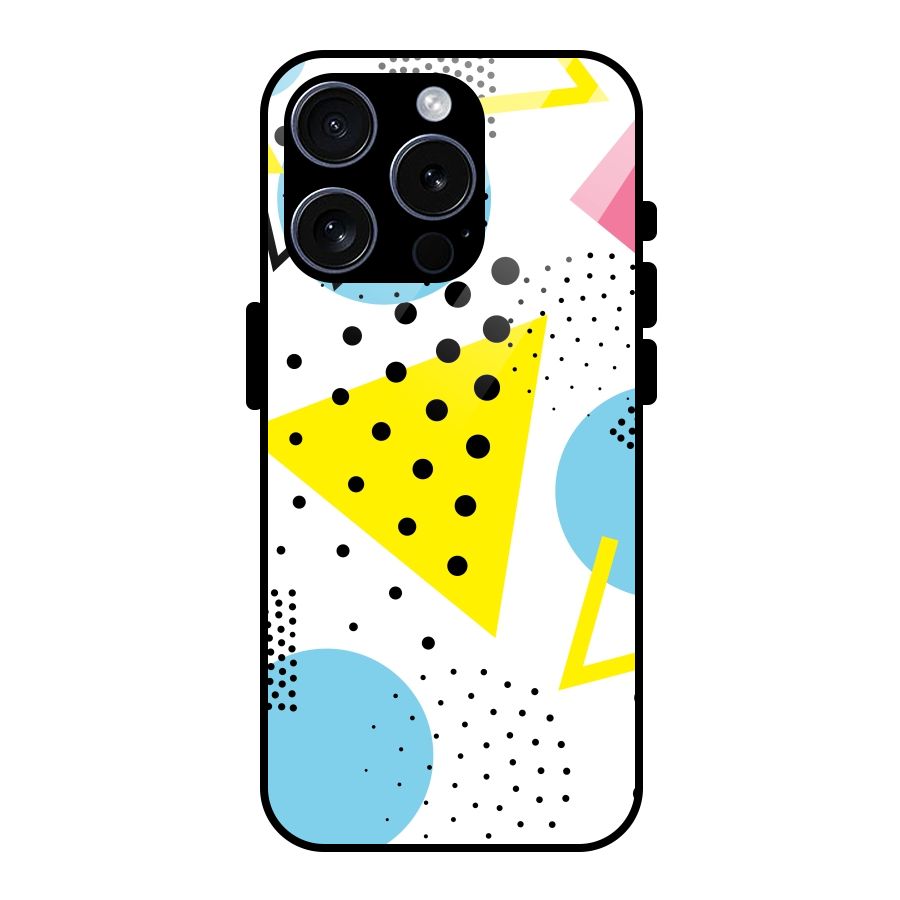 Abstract Geometry Glass Back Case for iPhone 15 Pro