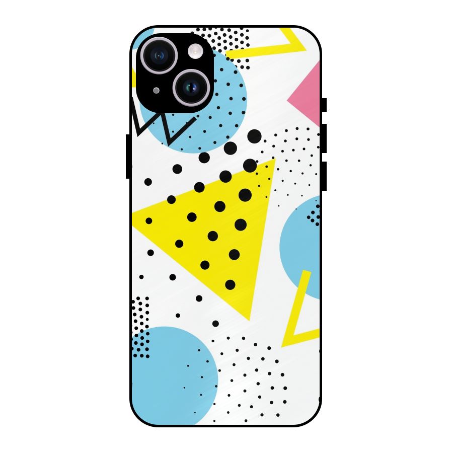 Abstract Geometry Metal Back Case for iPhone 14 Plus