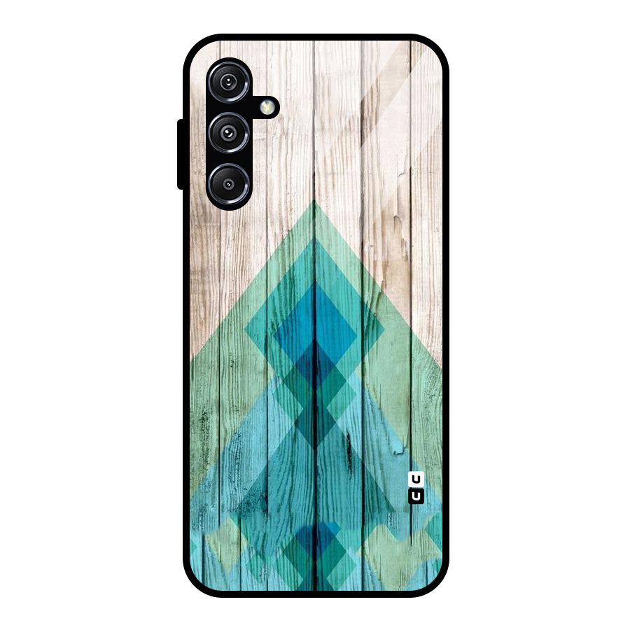 Abstract Green And Wood Glass Back Case for Galaxy M34 5G