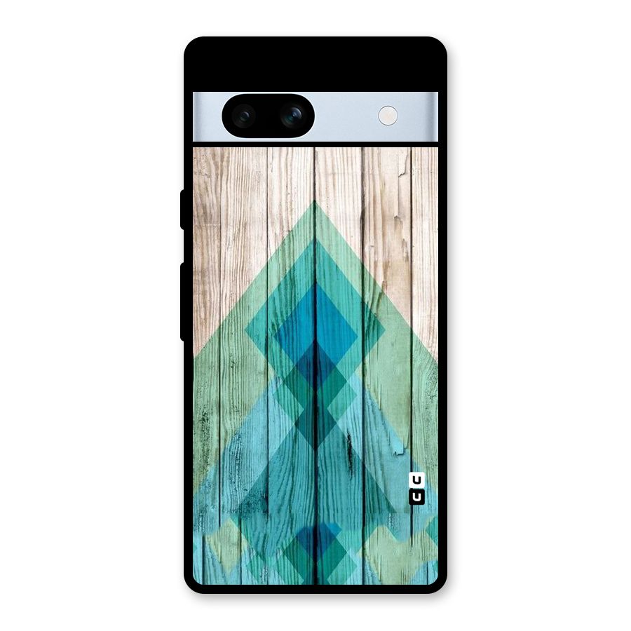 Abstract Green And Wood Glass Back Case for Google Pixel 7a