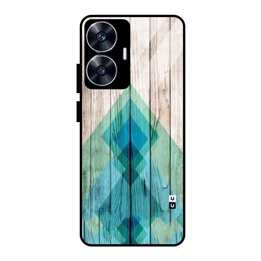 Abstract Green And Wood Glass Back Case for Realme Narzo N55