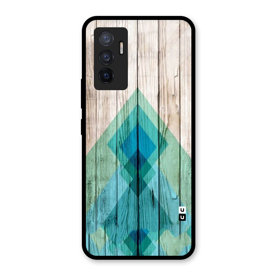 Abstract Green And Wood Glass Back Case for Vivo V23e